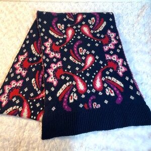 Vera Bradley Paisley Cozy Scarf Knit Pink & Navy Blue 12X72